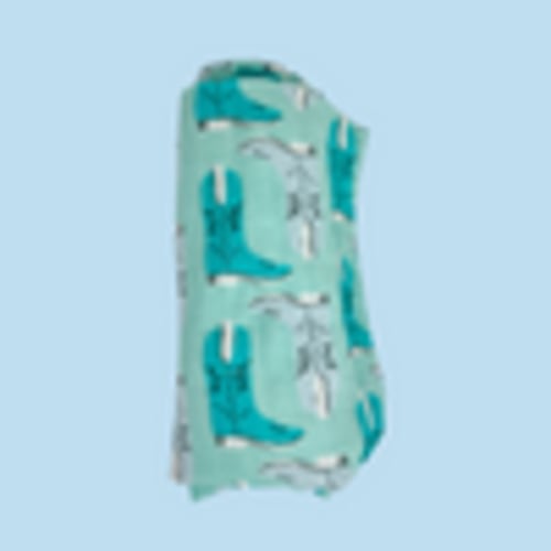 Green Boots Muslin Swaddle I Poppy Kids Co