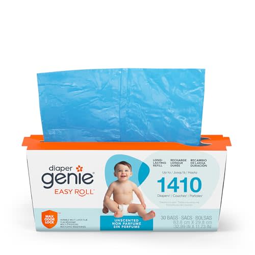 Diaper Genie Easy Roll Refill | 30 Bags Per Refill | Holds Up to 1410 Newborn Diapers | Odor Control | Diaper Pail Refill Bags | Fits Diaper Genie Signature & Platinum Pails