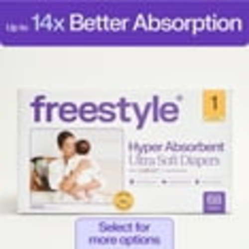 Freestyle Hyper Absorbent Ultra Soft Baby Diapers, Size 1, 68 Count (Select for More)