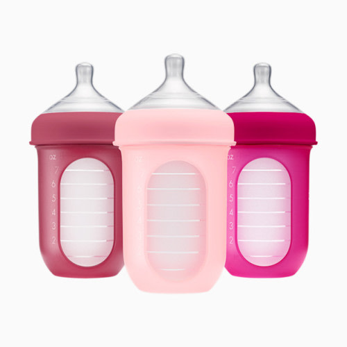 NURSH Silicone Pouch Bottles - Pink, 8 Oz