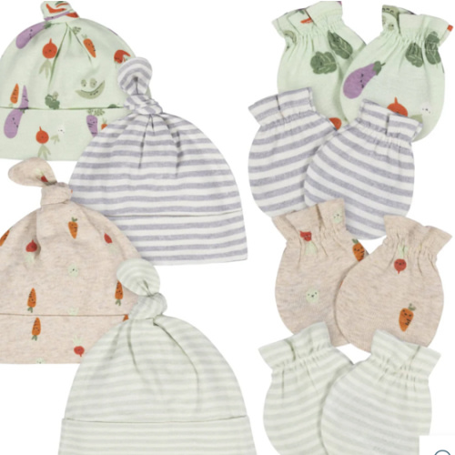 8-Piece Baby Neutral Happy Veggies No Scratch Mittens & Caps Set – Gerber Childrenswear
