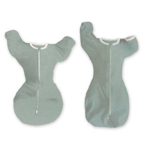 SwaddleDesigns Baby Transitional Swaddle Sack, Arms Up Elbow Length Sleeve Wearable Blanket - Heathered Jadeite - 0-3m