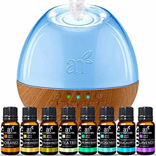 ArtNaturals Sound Machine Diffuser & Essential Oil Set - (300ml Tank & Top 8 Set) - 6 Calming Natural Sounds - Aromatherapy and White Noise for Relaxation and Sleeping - Baby, Kids, and Adults