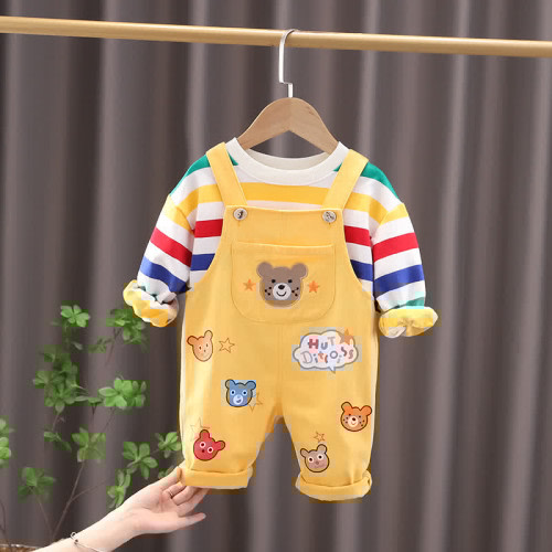 Baby 2-Piece Colorful Bear Lovely Overalls Set