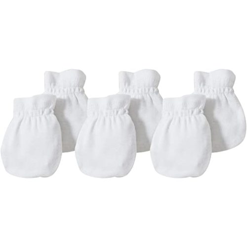 Burt's Bees Baby Baby Girls' Mittens, No-Scratch Mitts, 100% Organic Cotton, Set of 3 - One Size - Cloud