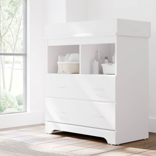 Storkcraft Brookside 2-Drawer Dresser with Changing Topper - Pebble Gray