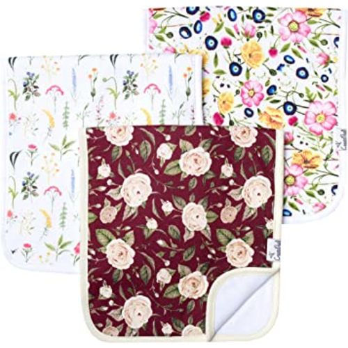 Copper Pearl Baby Burp Cloth Large 21''x10'' Size Premium Absorbent Triple Layer 3-Pack Gift Set “Scarlet