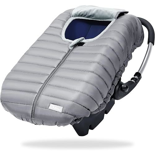 Orzbow Winter Car Seat Covers - Baby Car Seat Cocoon Cover for Boys & Girls, Warm Carseat Canopy Style Cover to Protect Baby from Cold Wind, Rain & Snow, Universal Fit for Infant Car Seat, Light Grey