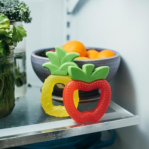 Dr. Brown's AquaCool Water-Filled Baby Teether, Cools & Massages Sore Gums, BPA Free, Pineapple and Apple, 2 Pack, 3m+ - Aqua-Cool Water-Filled, Apple, Pineapple