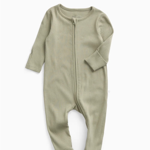 Ribbed Clever Zip Footed Baby Pajamas Ribbed Blue / 6-9 months