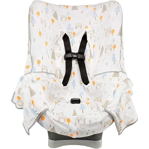 Niko Easy-Wash Children's Car Seat Cover & Liner - 100% Cotton Jersey - Owl Cream/Multi - Fits Most Toddler Car Seats - Universal Fit - Waterproof SEAT Bottom - Machine Wash and Dry