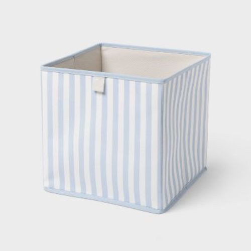 11" Fabric Bin with Stripe Blue - Brightroom™