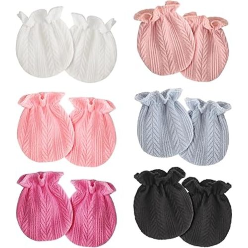 Newborn Baby Mittens No Scratch Cotton Elastic Wrist Gloves Infant Toddler Mittens for Baby Boy Girl 0-6 Months