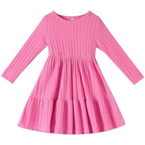 Toddler Baby Girl Long Sleeve Dress Girls Knit Sweater Dresses Tiered Kids Swing Holiday Clothes Fall Winter