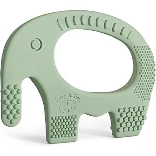 Teethers for Babies 6-12 Months - Baby Elefun 5x Pain Relief Toddler Teether. No More Ouch for Mom Anti Bite Trainer. Nurtures Grasping, Passing, Hand Eye Coordination. Silicone Baby Teething Toy Ring
