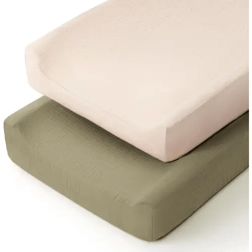 lulumoon Baby Changing Pad Cover: Muslin Diaper Changing Table Pad Cover - Changing Pad Sheets for Girls Boys (Olive+Cream)