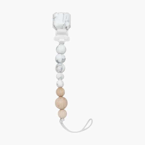 Loulou Lollipop Color Pop Silicone and Wood Pacifier Clip - Marble