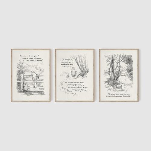 Set of 3 Winnie the Pooh Nursery Art Prints, A.A. Milne, Gender Neutral Nursery, Quote Wall Art, Woodland Nursery, Kids Room, Pooh Bear