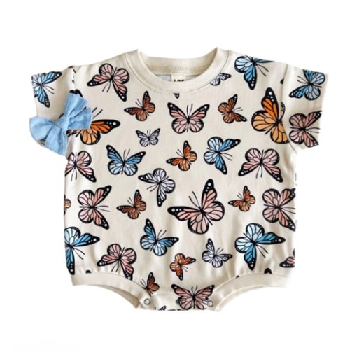 Short Sleeve Bubble Romper | Butterflies