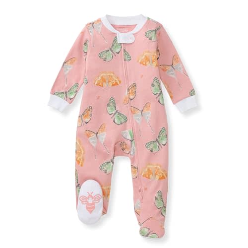 Burt's Bees Baby Baby Girls' 100% Organic Cotton Zip Front One-Piece Sleep & Play Loose Fit Pajamas