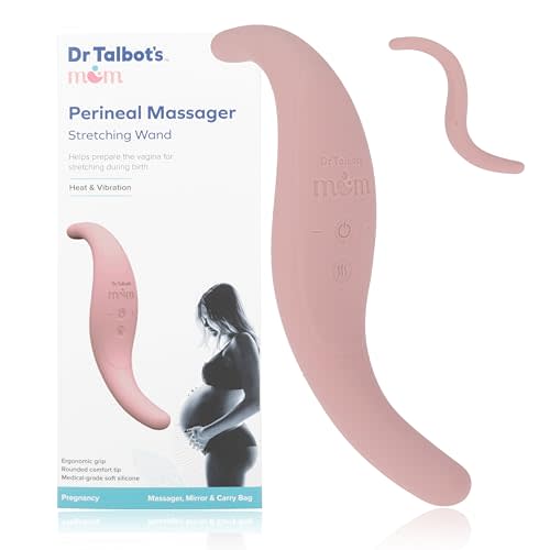 Dr. Talbot's Mom Perineal Massager for Pregnancy and Labor Prep - Adjustable Heat and Vibration Modes - Includes Mirror, Travel Bag, and USB Cord
