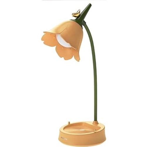 LED Desk Lamp Cordless Table Light Adjustable Gooseneck Dimmable Touch Rechargeable Battery Eye-Caring Night Light for Kids,Mini Cute Lamp for College Dorm Bedroom Reading (Yellow)