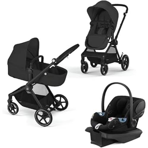 Cybex EOS 5-in-1 Travel System Stroller + Lightweight Aton G Infant Car Seat, Moon Black