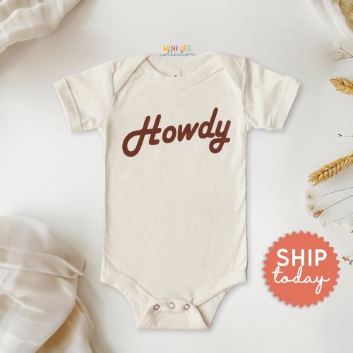 Howdy Onesies® Brand, Western Baby Bodysuit, Pregnancy Announcement, Cute Baby Shower Gift, Country Life Baby Clothes, (BC-TRE23)