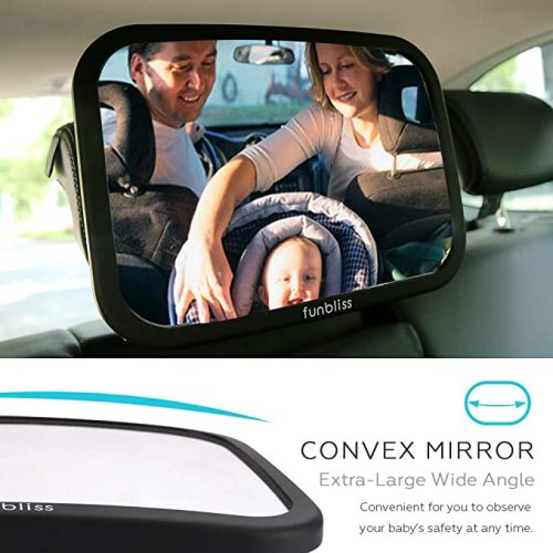 Baby Car Mirror Safely Monitor Infant Child in Rear Facing Car Seat,Car Mirror Baby Rear Facing Seat,No Assembly Required, Safer,Best Newborn Car Seat Accessories, Shatterproof - BLACK