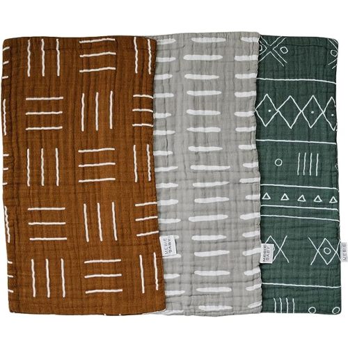 Mebie Baby Burp Cloths, Printed 3-Pack, Muslin Burp Cloth Set for Spit Up, Drool, and More, Boho Burp Cloths for Baby Boy and Girl, Baby Must Haves for Registry Lists and Gifts for Newborns
