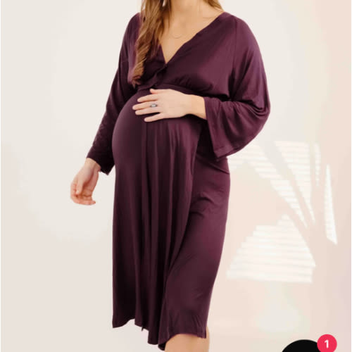 Amelia Labor & Postpartum Gown in Plum – Lila