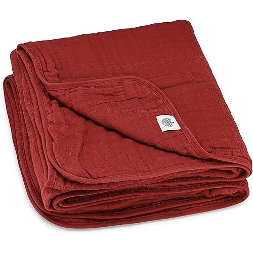 Parker Baby Muslin Blanket | 100% Soft Cotton Toddler Quilt & Baby Muslin Swaddle | Gender Neutral Design 47" x 47" Blanket