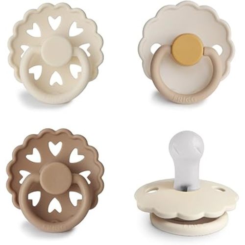 FRIGG SilkySoft Silicone Baby Pacifier 4-Pack Snowflake Dream | Made in Denmark | BPA-Free (0-6 Months)