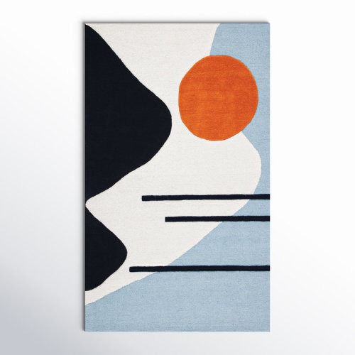 AllModern Felipe Handmade Wool Ivory/Blue Rug & Reviews | AllModern
