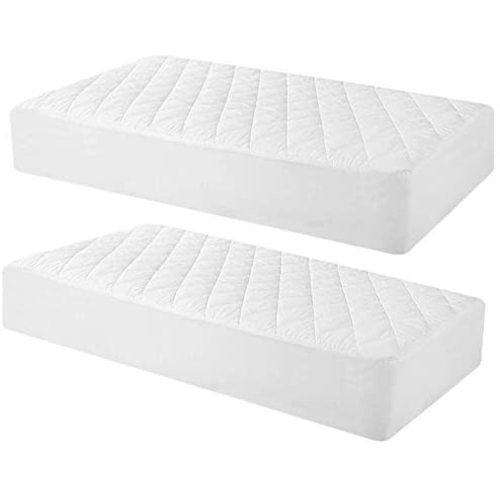 2 Pack Quilted Fitted Waterproof Crib Mattress Protector, Soft Breathable Organic Bamboo Baby Waterproof Mattress Pad, Natural Vinyl Free Mattress Cover for Stains Proof - 2 pack
