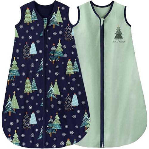 Yoofoss Baby Sleep Sack 12-18 Months Baby Wearable Blanket 100% Cotton 2-Way Zipper TOG 0.5 Toddler Sleeping Sack 2 Pack