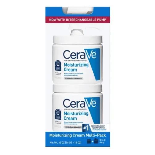CeraVe Moisturizing Cream Interchangeable Multi-Pack, 16 oz Jar with Pump + 16 oz Jar | Costco