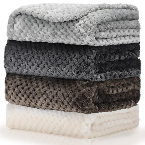 Frienda 4 Pcs Baby Fuzzy Blanket Fluffy Baby Blanket for Boys Girls Soft Warm Baby Receiving Blankets Nursery Bed Blanket Toddler Infant Newborn Receiving Blanket, 32 x 24 Inch (Grey Color)
