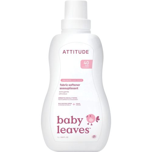 ATTITUDE Baby Fabric Softener, Plant and Mineral-Based Ingredients, HE Compatible, Vegan and Cruelty-free Laundry and Household Products, Unscented, 40 Loads, 33.8 Fl Oz