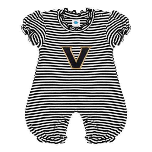 Vanderbilt Commodores Striped Puff Sleeve Romper | College Baby
