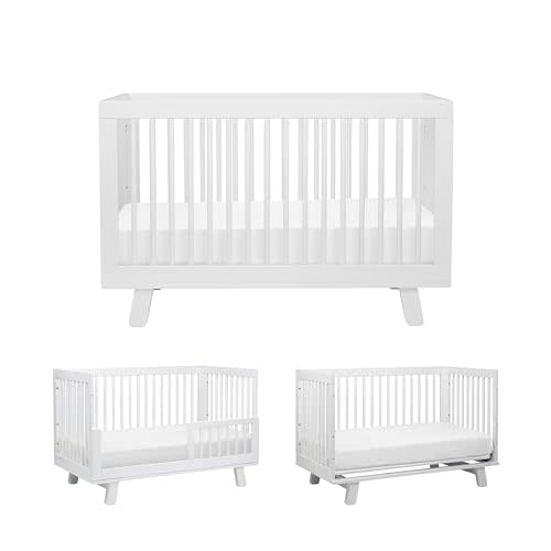 Babyletto Hudson 3-in-1 Convertible Baby Crib with Toddler Bed & Daybed Conversion - Easy to Assemble - GREENGUARD Gold Certified w/ 4 Adjustable Mattress Heights - White