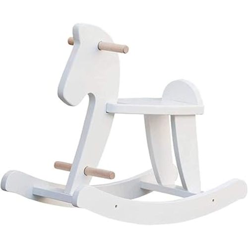 labebe - Wooden Rocking Horse, Baby Wood Ride On Toys for 18 Months Up, White Rocker Toy for Kid, Toddler Ride Animal Indoor/Outdoor, Boy&Girl Rocking Animal, Infant Ride Toy, Christmas/Birthday Gift