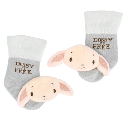 Kids Preferred Harry Potter Dobby Baby Infant Rattle Socks with Dobby Plush Rattle and Dobby is Free - Soft Baby Sock Feet Rattles Encourage Leaning Development Newborn to 9 Months
