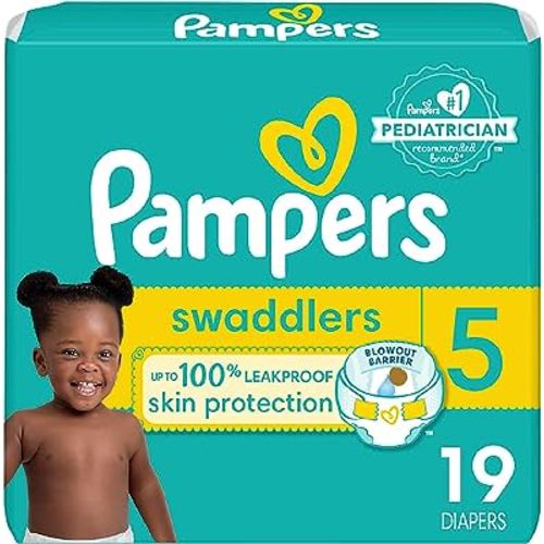 Pampers Swaddlers Diapers - Size 5, 19 Count, Ultra Soft Disposable Baby Diapers