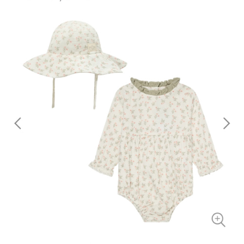 Floral Muslin Reversible Floppy Hat & Bloomer Bodysuit | MORI US