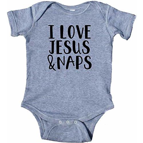 GKrepps I Love Jesus & Naps Baby Christian Onesie Bodysuit Infant Toddler Baby Clothes