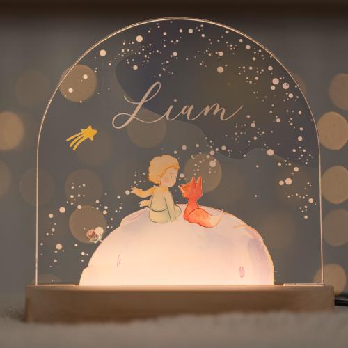 Personalized Moon Night Light: Petit Prince Baby Lamp, Custom Nursery Decor