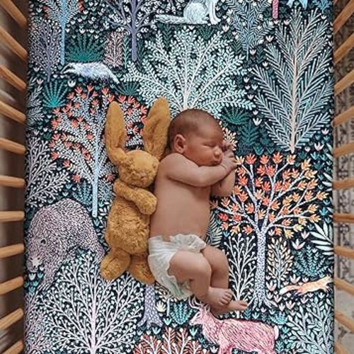 Soft Fitted Crib Sheet, Stretchy and Breathable Toddler Crib Sheet for Boys and Girls, Fits Standard Crib and Toddler Mattress (Jungle Animals)