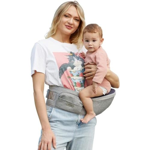 Hip Carrier,Baby Carrier Hip Seat Waist for Baby with Adjustable Strap and Pocket,Ergonomic Baby Hip Holder for Newborns & Toddlers (Light Grey)