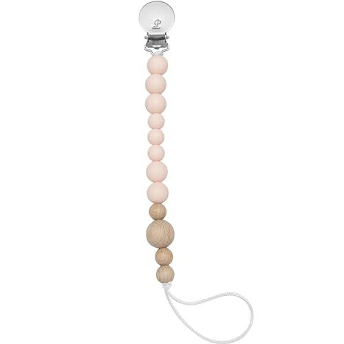 Loulou Lollipop Silicone Soother Pacifier Clip Binky Holder for Newborn and Baby - Color Block (Blush)